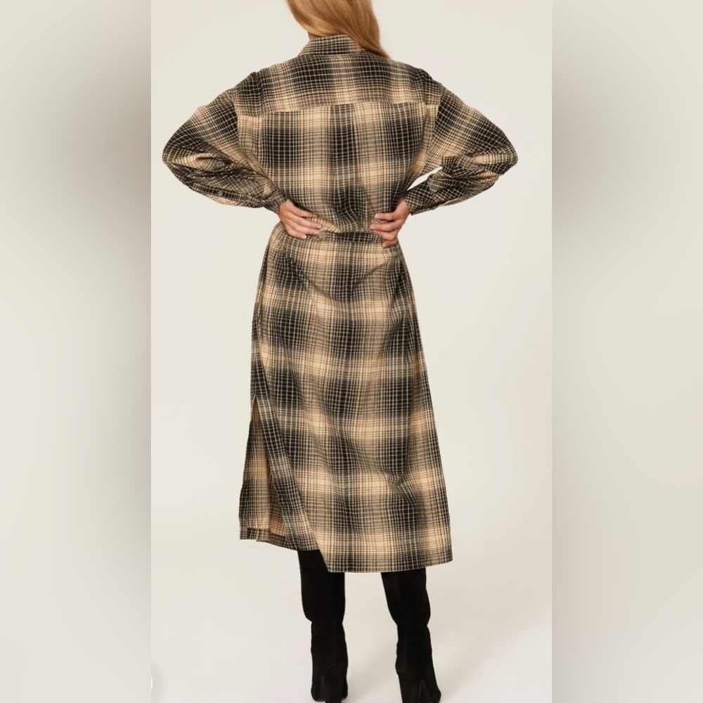 Joie Ardine Plaid Shirtdress, Black and Cream Checkered Dress - Picture 2 of 10